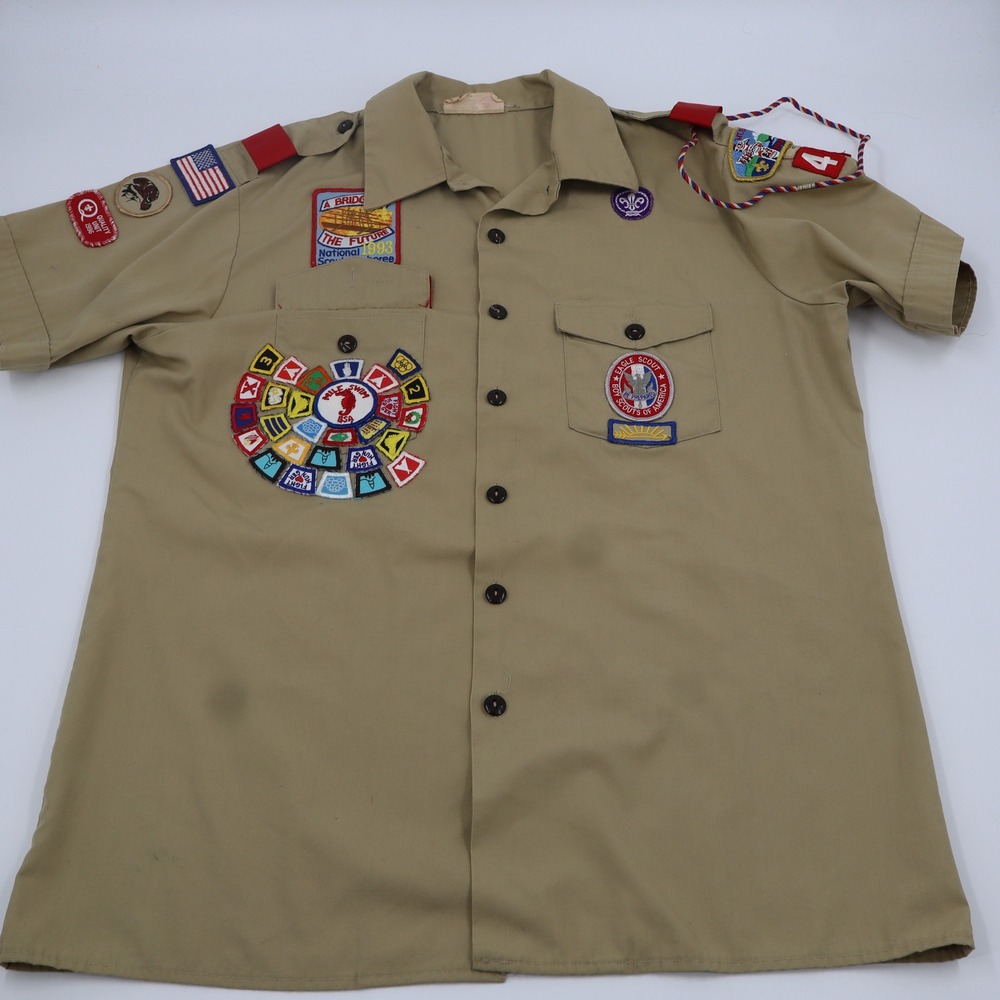 Vintage 90's Boy Scouts of America Uniform Shirt Mens L Jamboree Eagle Scout